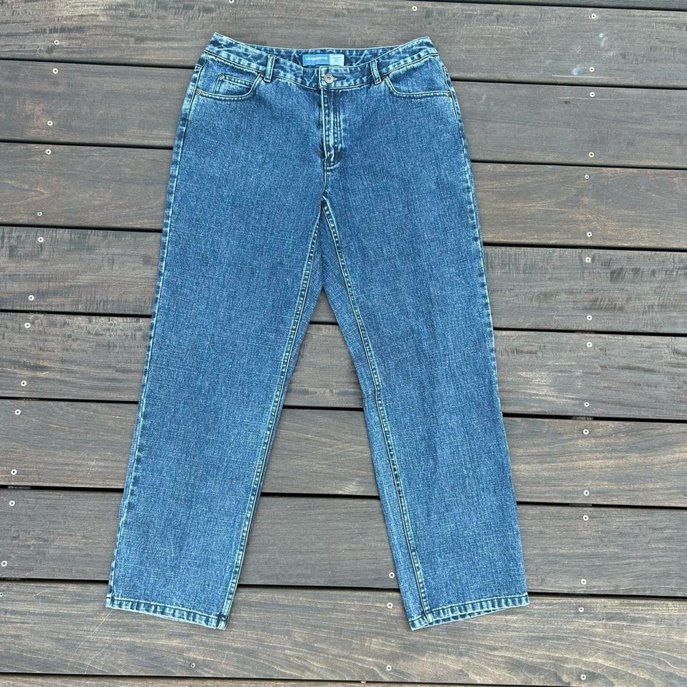 Vintage Liz Claiborne Dark Wash Straight Leg Plain Blue Jeans